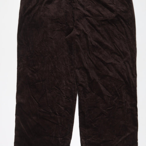 Marks and Spencer Womens Brown Cotton Trousers Size 24 L30 in Regular Zip