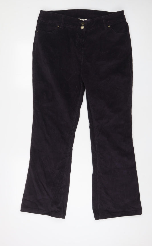 Cotton Traders Womens Purple Cotton Trousers Size 16 L29 in Regular Zip