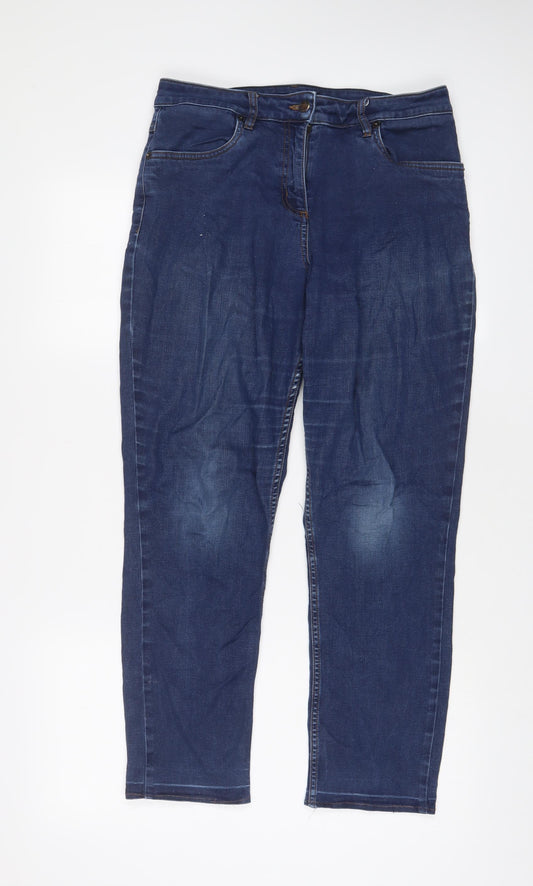 Rohan Womens Blue Cotton Straight Jeans Size 12 L27 in Regular Zip