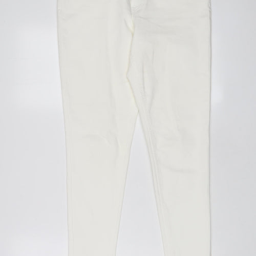 TU Womens White Cotton Skinny Jeans Size 12 L28 in Regular Zip