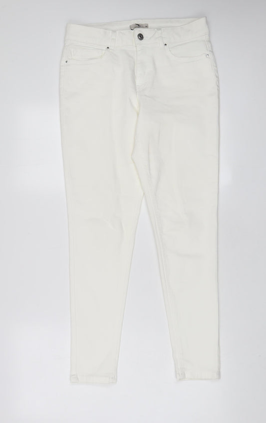 TU Womens White Cotton Skinny Jeans Size 12 L28 in Regular Zip