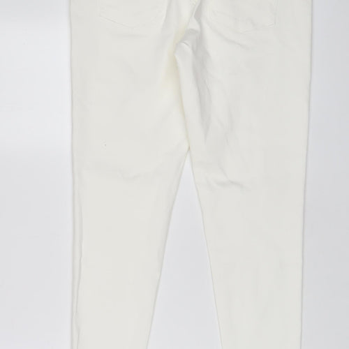 TU Womens White Cotton Skinny Jeans Size 12 L28 in Regular Zip