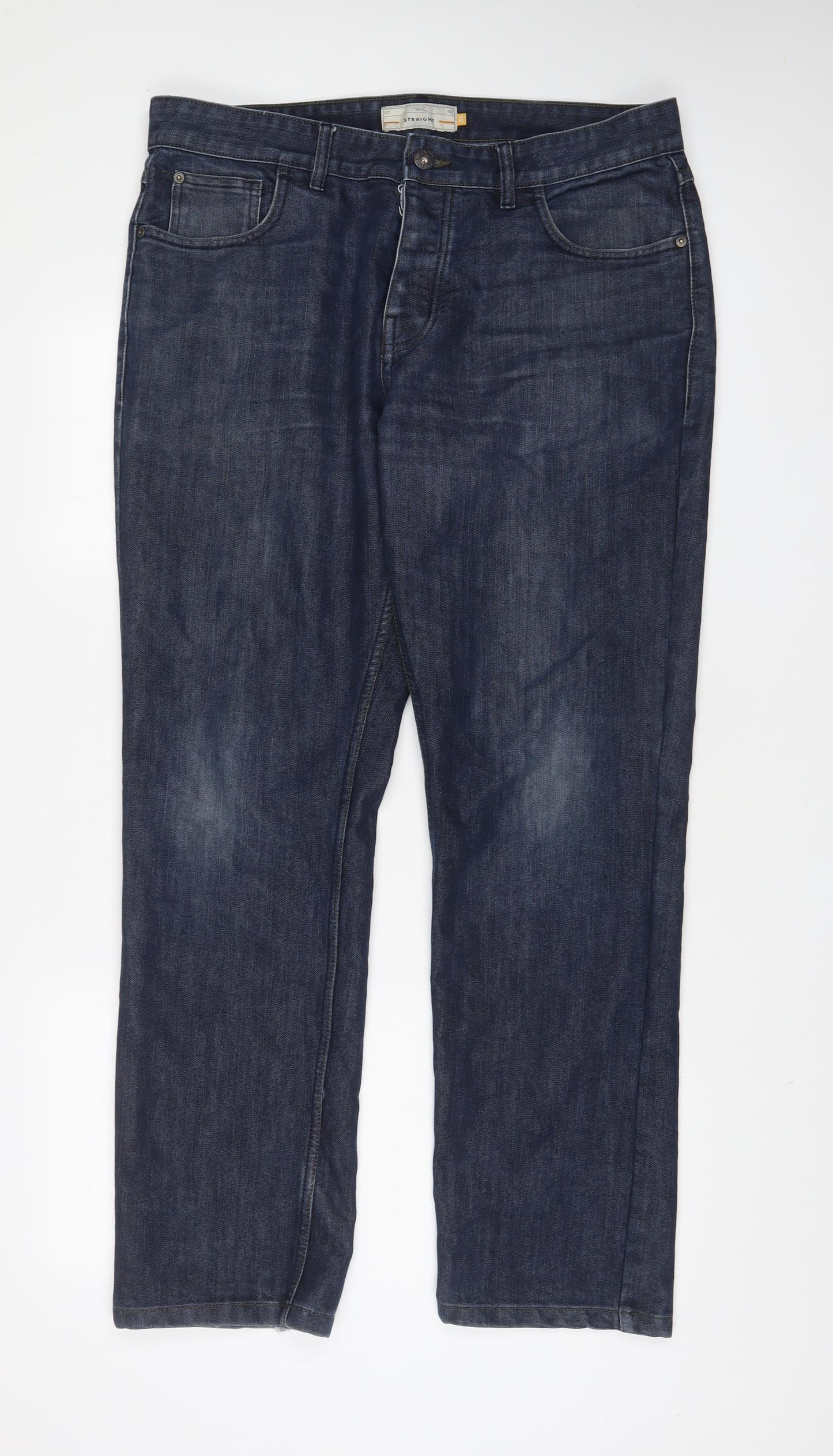 NEXT Mens Blue Cotton Straight Jeans Size 36 in L31 in Regular Zip