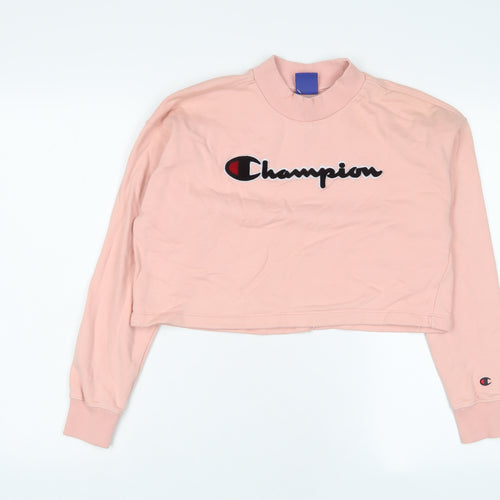 Champion Womens Pink Cotton Pullover Sweatshirt Size M Pullover - Logo, Embroidered