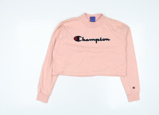 Champion Womens Pink Cotton Pullover Sweatshirt Size M Pullover - Logo, Embroidered