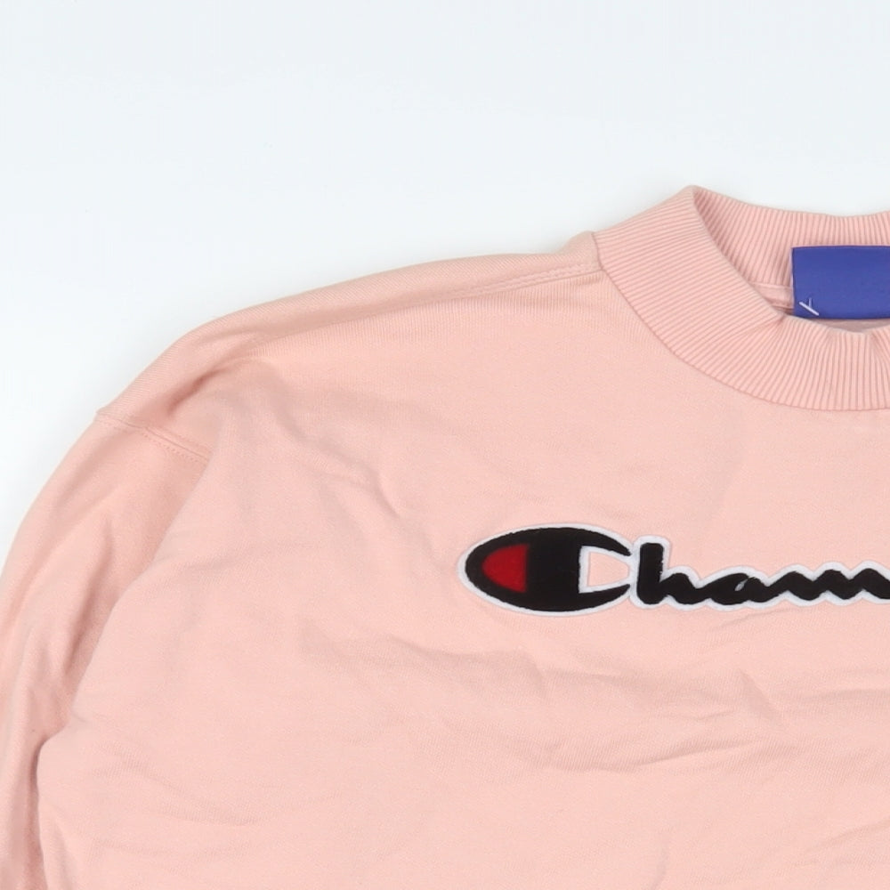 Champion Womens Pink Cotton Pullover Sweatshirt Size M Pullover - Logo, Embroidered