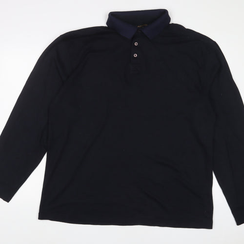 Austin Reed Mens Black Polyester Polo Size 2XL Collared Button