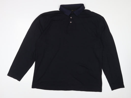 Austin Reed Mens Black Polyester Polo Size 2XL Collared Button