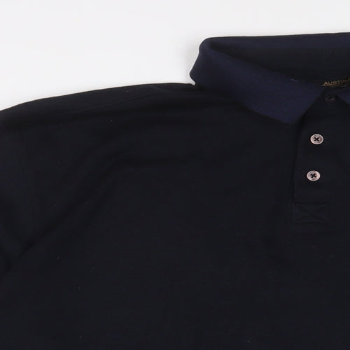 Austin Reed Mens Black Polyester Polo Size 2XL Collared Button