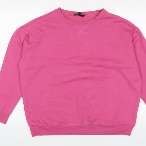 New Look Womens Pink Cotton Pullover Sweatshirt Size M Pullover