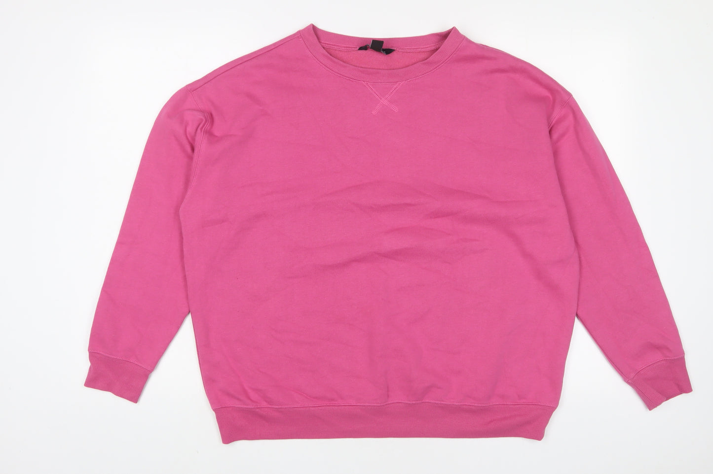 New Look Womens Pink Cotton Pullover Sweatshirt Size M Pullover