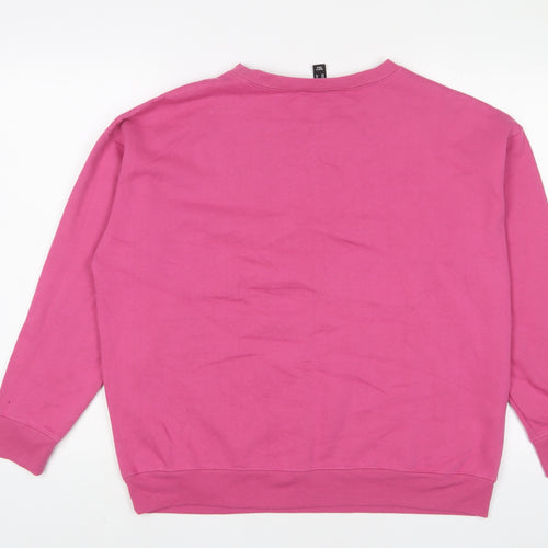 New Look Womens Pink Cotton Pullover Sweatshirt Size M Pullover