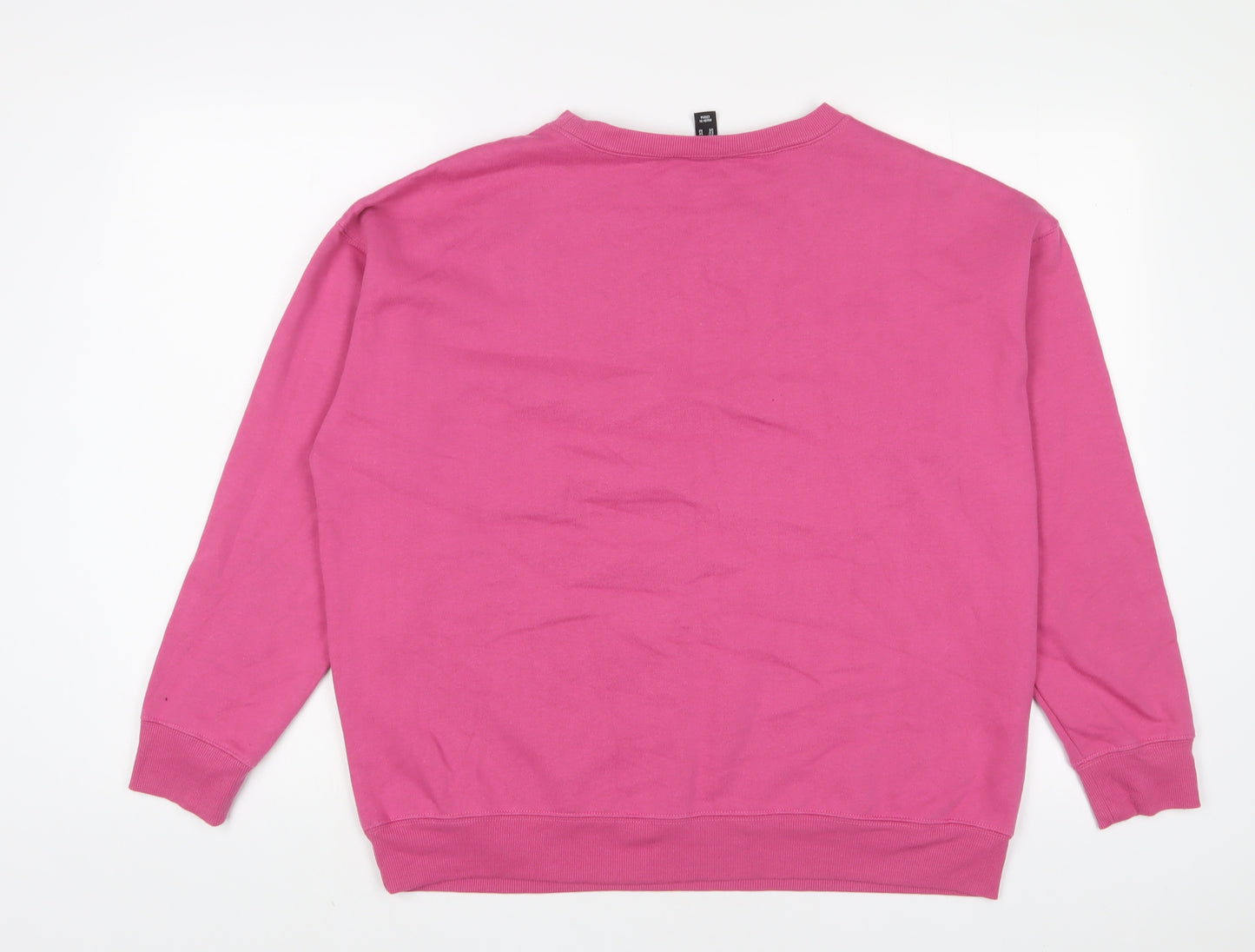 New Look Womens Pink Cotton Pullover Sweatshirt Size M Pullover