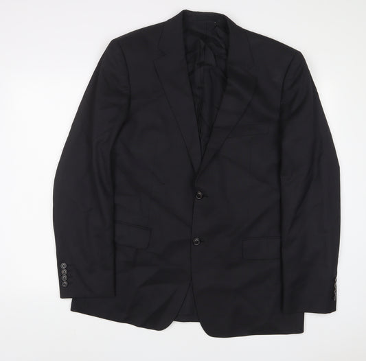 HUGO BOSS Mens Black Wool Jacket Suit Jacket Size 42 Regular