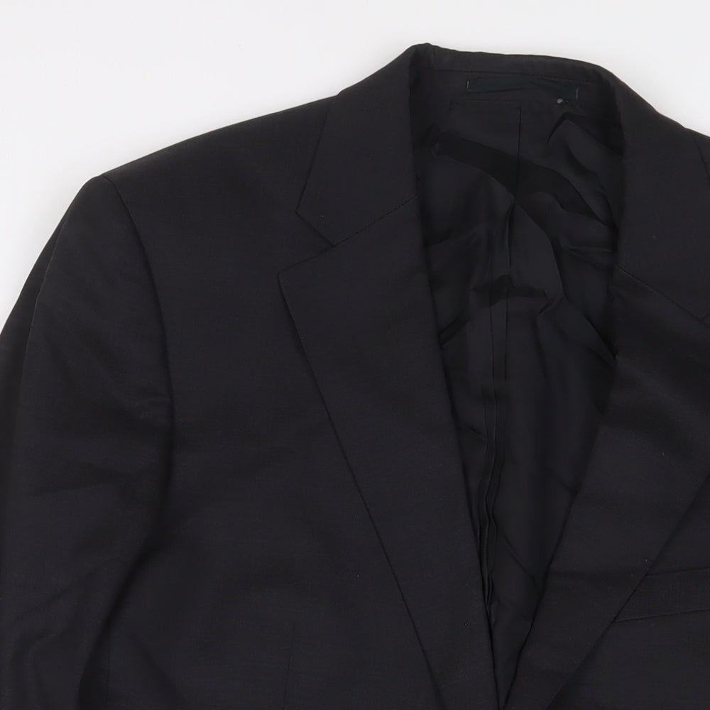 HUGO BOSS Mens Black Wool Jacket Suit Jacket Size 42 Regular