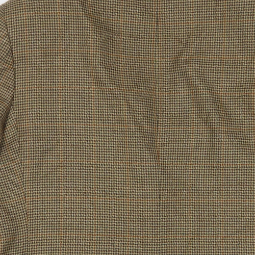 E. Thomas Mens Brown Houndstooth Wool Jacket Suit Jacket Size 42 Regular