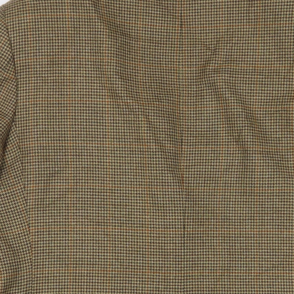 E. Thomas Mens Brown Houndstooth Wool Jacket Suit Jacket Size 42 Regular