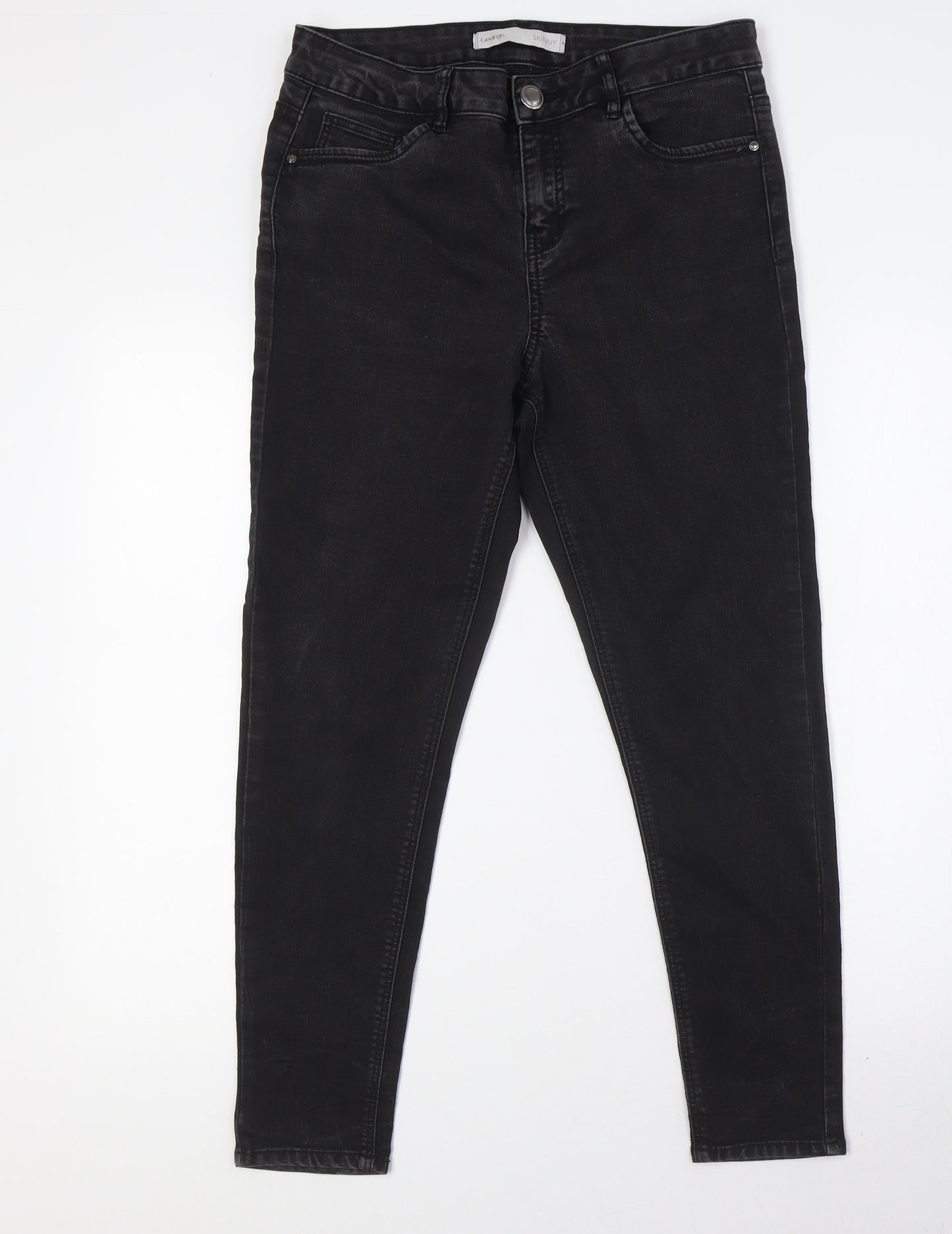 George Womens Black Cotton Skinny Jeans Size 12 L26 in Regular Button