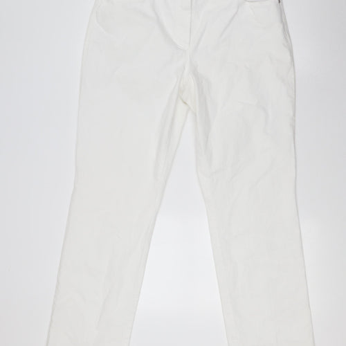 Gerry Weber Womens White Cotton Straight Jeans Size 14 L31 in Regular Button