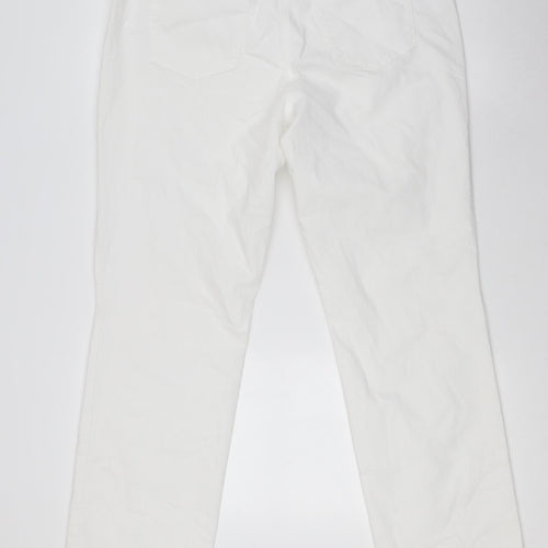 Gerry Weber Womens White Cotton Straight Jeans Size 14 L31 in Regular Button