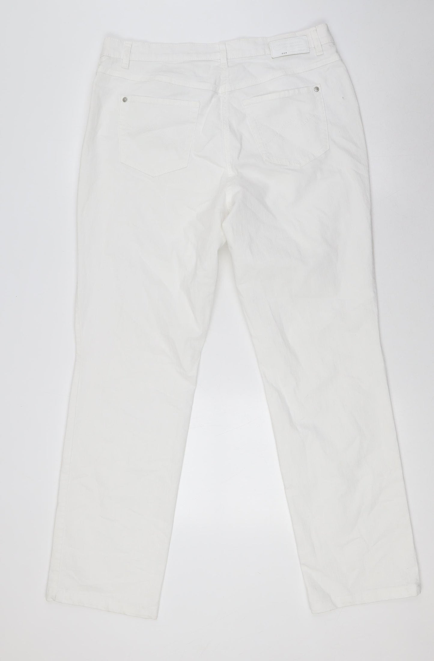 Gerry Weber Womens White Cotton Straight Jeans Size 14 L31 in Regular Button