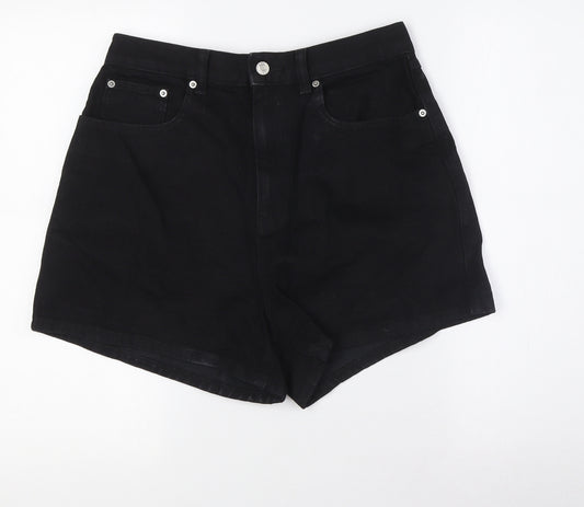 ASOS Womens Black Cotton Basic Shorts Size 12 L3 in Regular Button