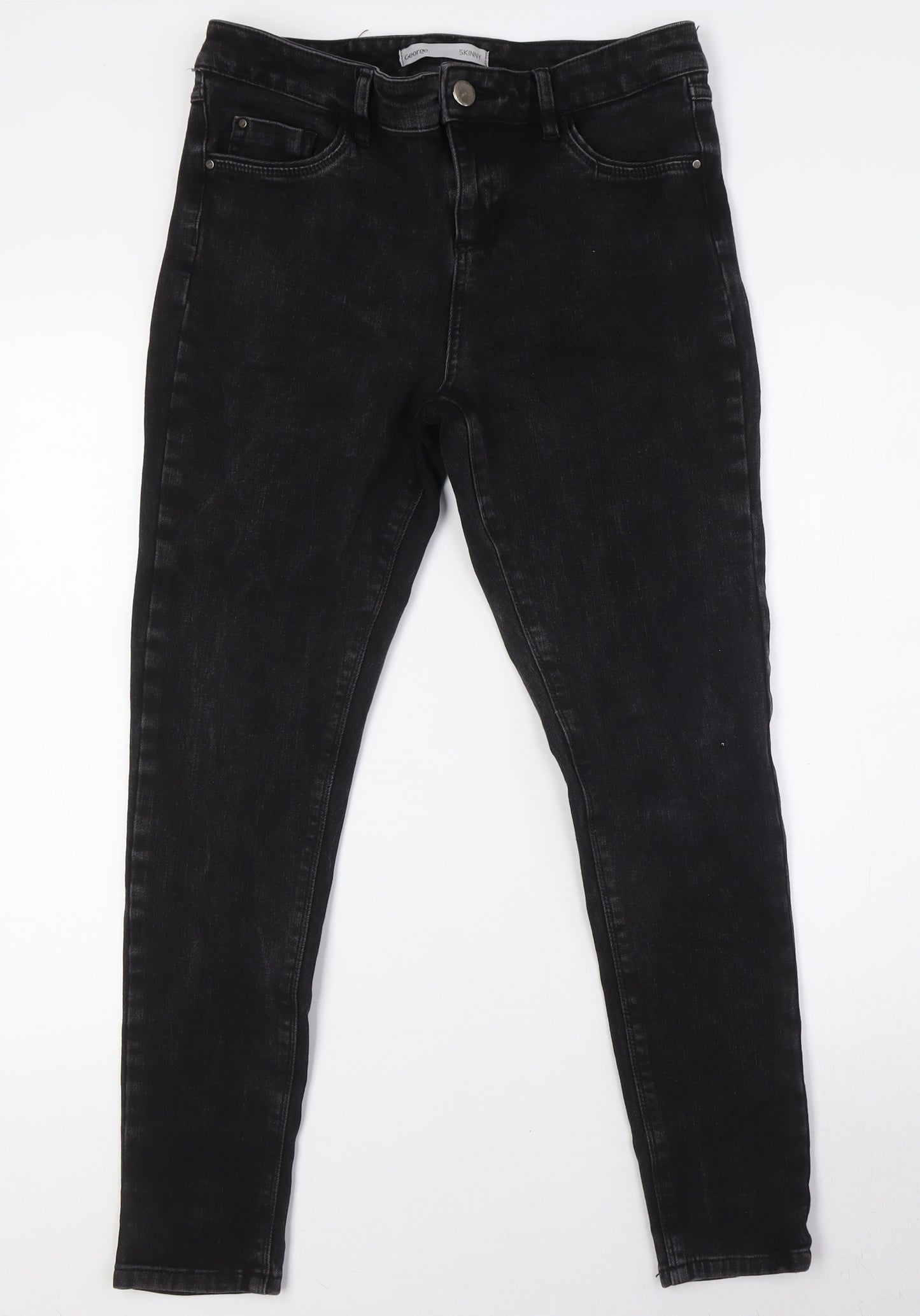 George Womens Black Cotton Mom Jeans Size 14 L28 in Regular Button