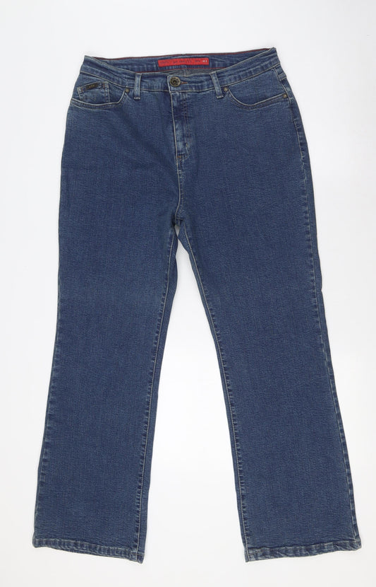 Per Una Womens Blue Cotton Straight Jeans Size 16 L28 in Regular Button - Roma