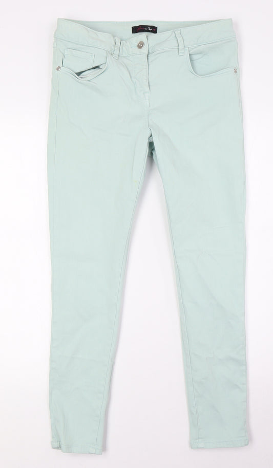 Gok Wan Womens Green Cotton Skinny Jeans Size 12 L27 in Regular Zip