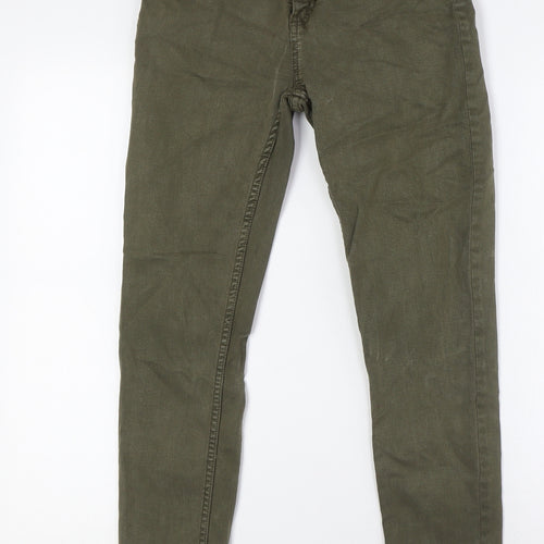 Marks and Spencer Womens Green Cotton Mom Jeans Size 8 L28 in Regular Snap