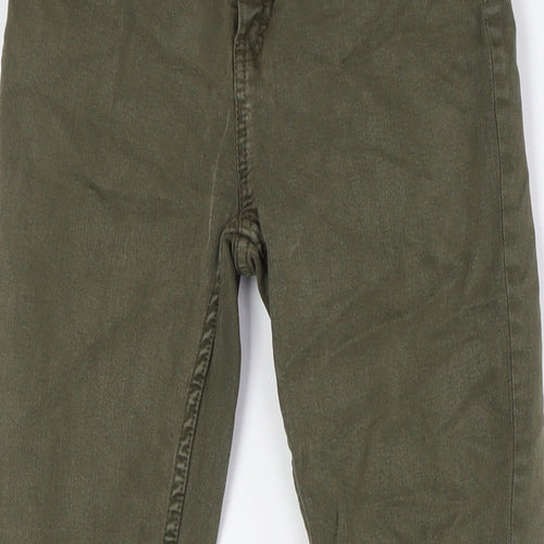 Marks and Spencer Womens Green Cotton Mom Jeans Size 8 L28 in Regular Snap