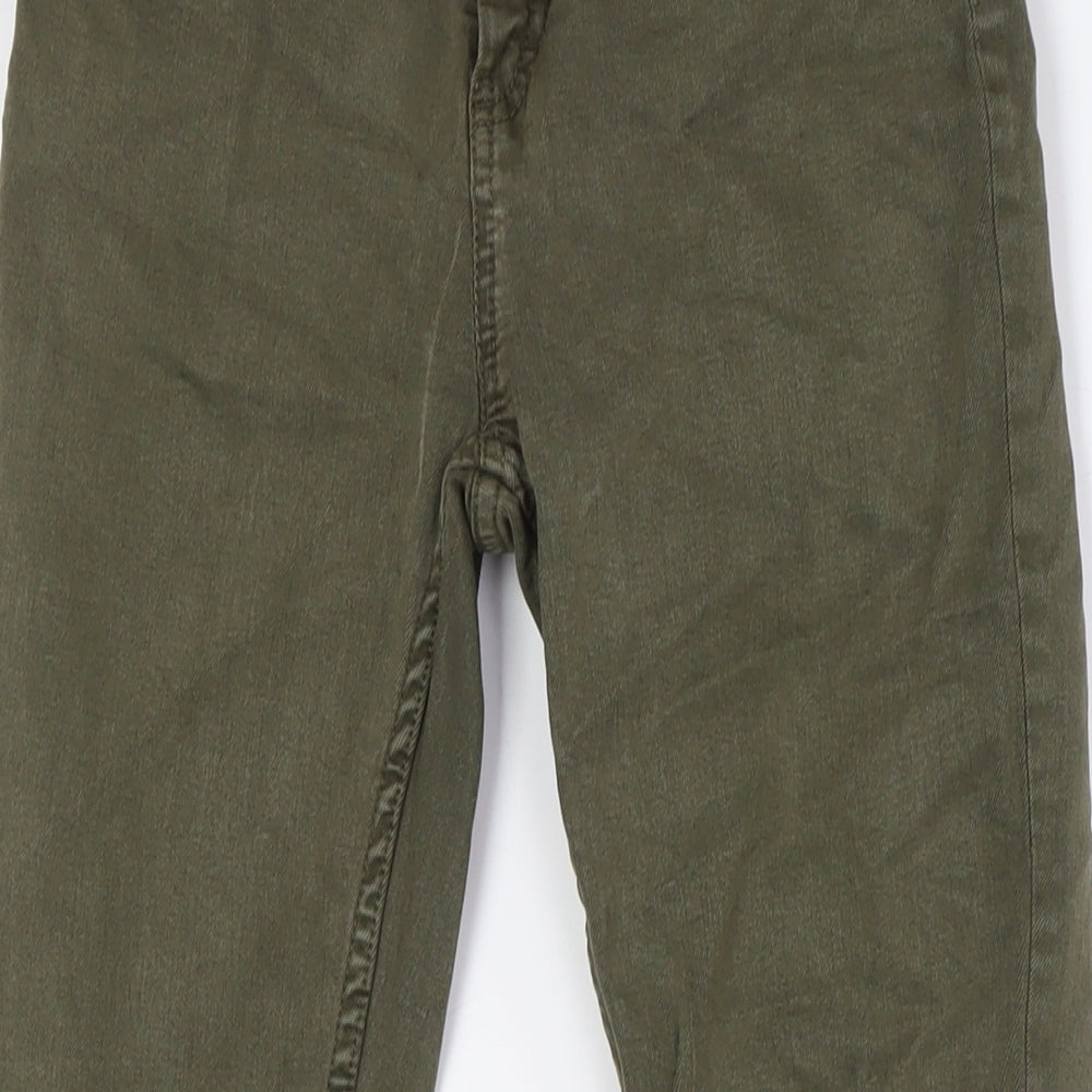 Marks and Spencer Womens Green Cotton Mom Jeans Size 8 L28 in Regular Snap