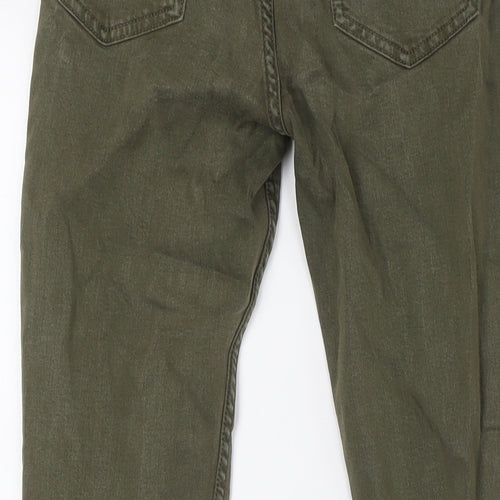 Marks and Spencer Womens Green Cotton Mom Jeans Size 8 L28 in Regular Snap