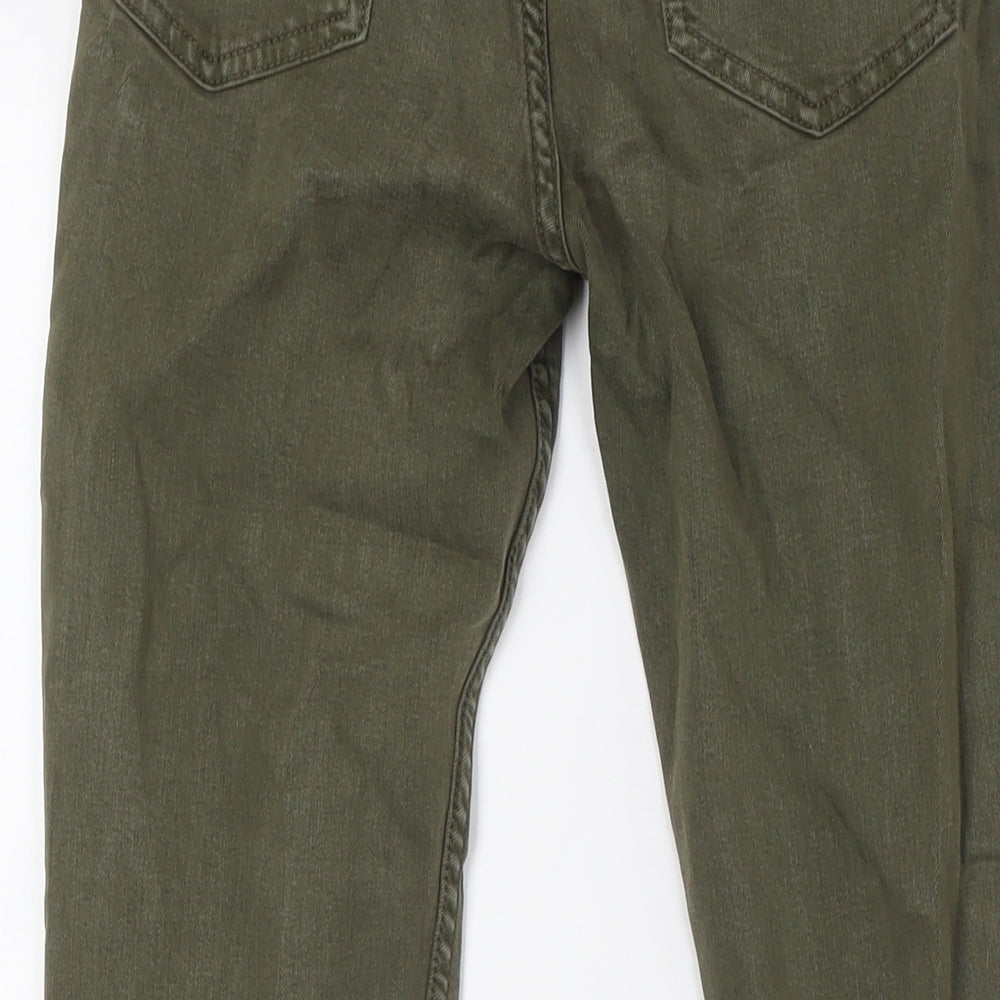 Marks and Spencer Womens Green Cotton Mom Jeans Size 8 L28 in Regular Snap