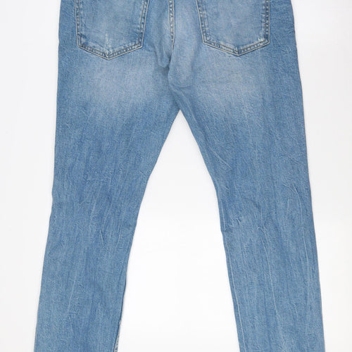 Pull&Bear Womens Blue Cotton Straight Jeans Size 12 L32 in Regular Zip