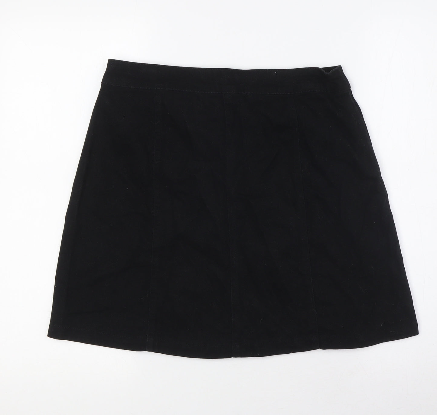 Divided by H&M Womens Black Cotton A-Line Skirt Size 12 Button