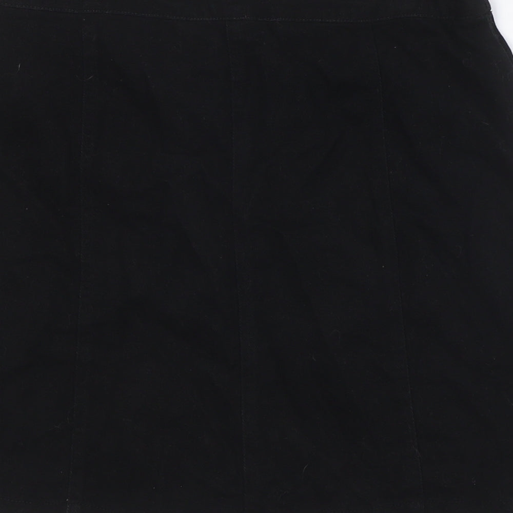 Divided by H&M Womens Black Cotton A-Line Skirt Size 12 Button