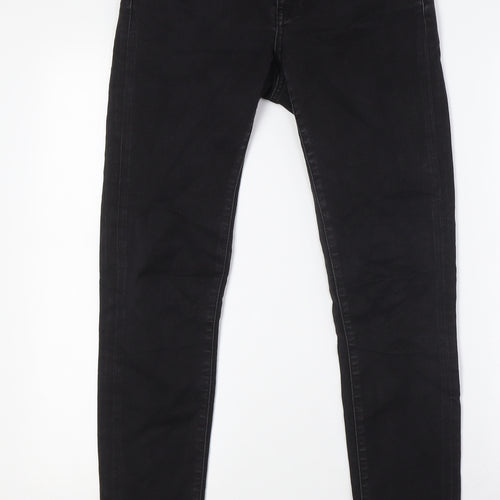 Warehouse Womens Black Cotton Skinny Jeans Size 10 L31 in Regular Zip