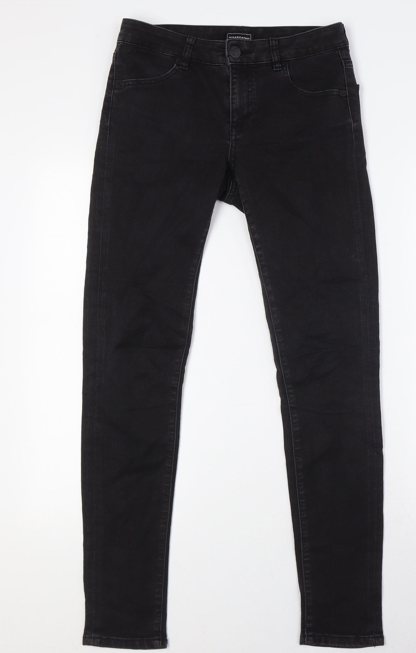 Warehouse Womens Black Cotton Skinny Jeans Size 10 L31 in Regular Zip