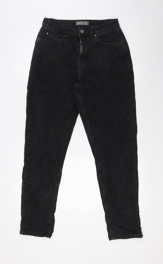 Denim Co Womens Black Cotton Straight Jeans Size 10 L30 in Regular Zip