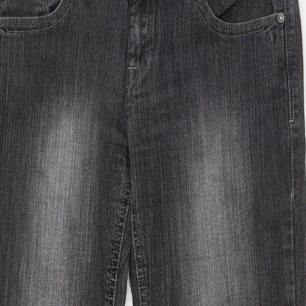 NEXT Womens Black Cotton Bootcut Jeans Size 14 L32 in Regular Zip