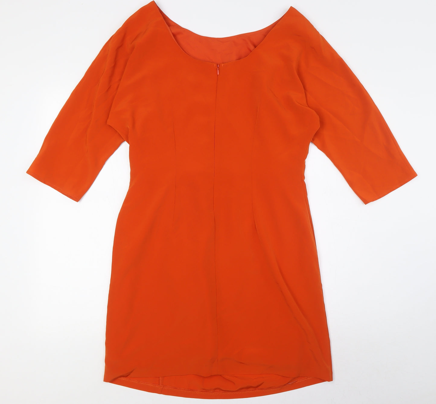 Marks and Spencer Womens Orange Polyester A-Line Size 12 Boat Neck Zip