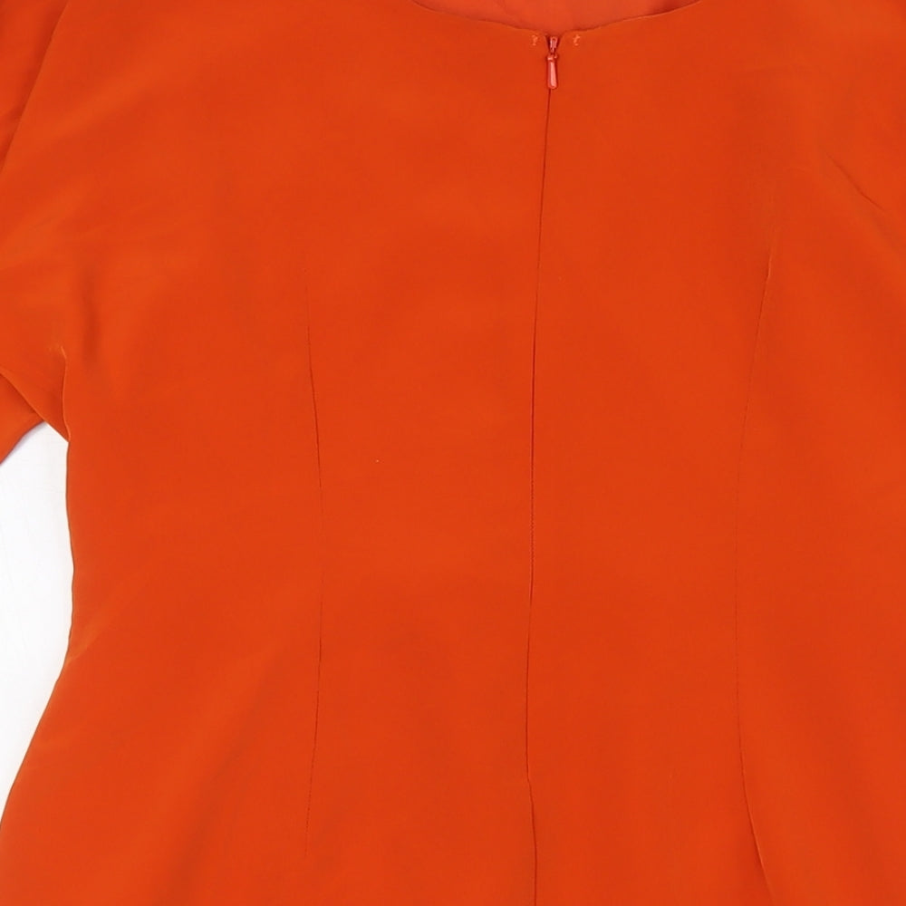 Marks and Spencer Womens Orange Polyester A-Line Size 12 Boat Neck Zip