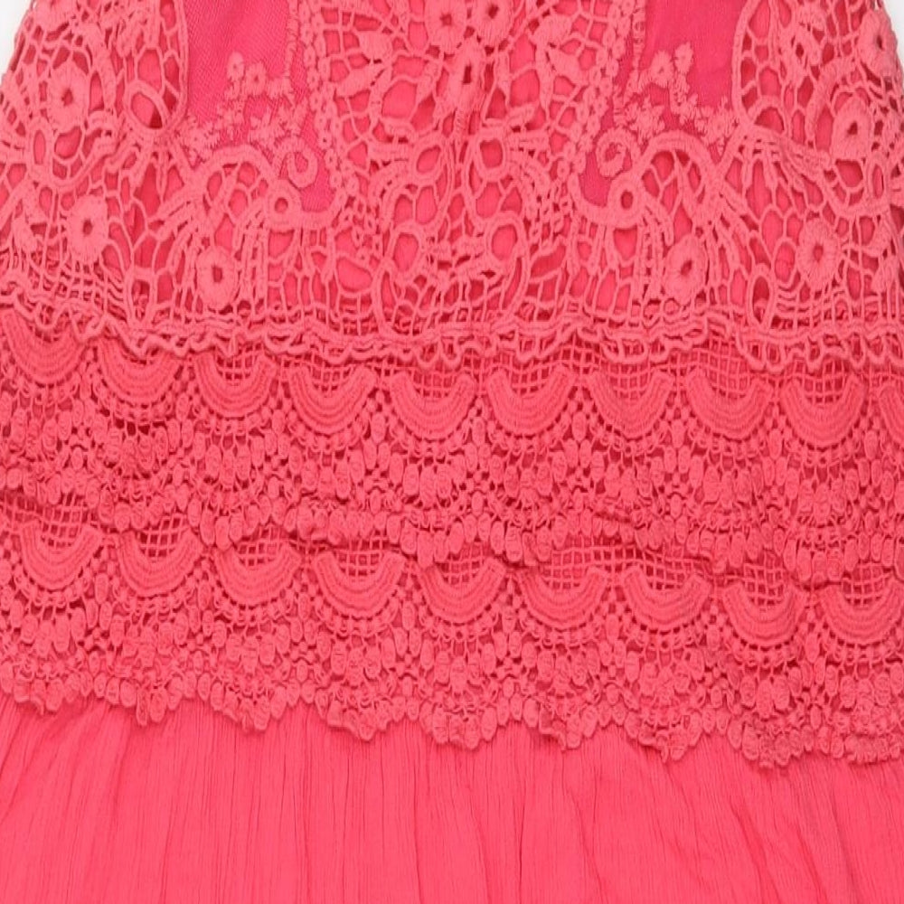 Bonmarché Womens Pink Viscose A-Line Size 18 Scoop Neck - Crochet