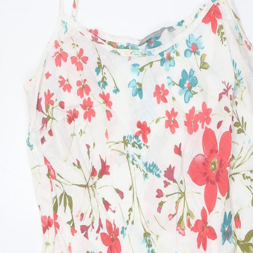 Per Una Womens Multicoloured Floral Linen A-Line Size 12 Scoop Neck