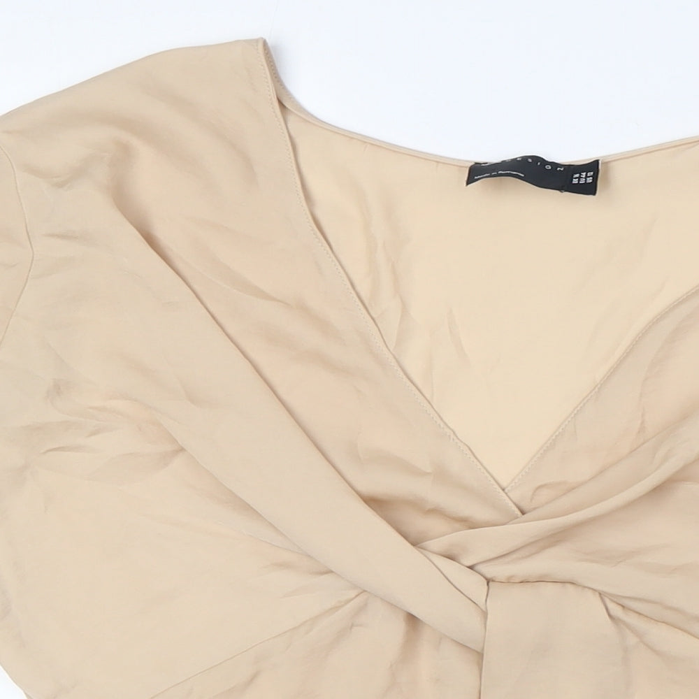 ASOS Womens Beige Polyester Basic Blouse Size 16 V-Neck