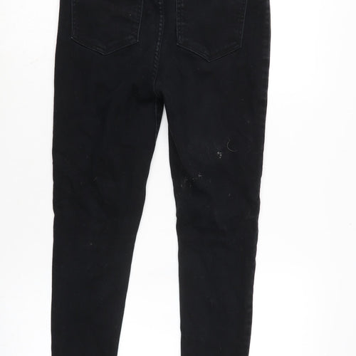 New Look Womens Black Cotton Blend Tapered Jeans Size 12 L25 in Regular Tie