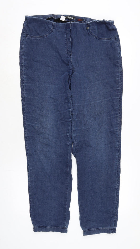 Robell Womens Blue Cotton Blend Straight Jeans Size 16 L30 in Regular Zip