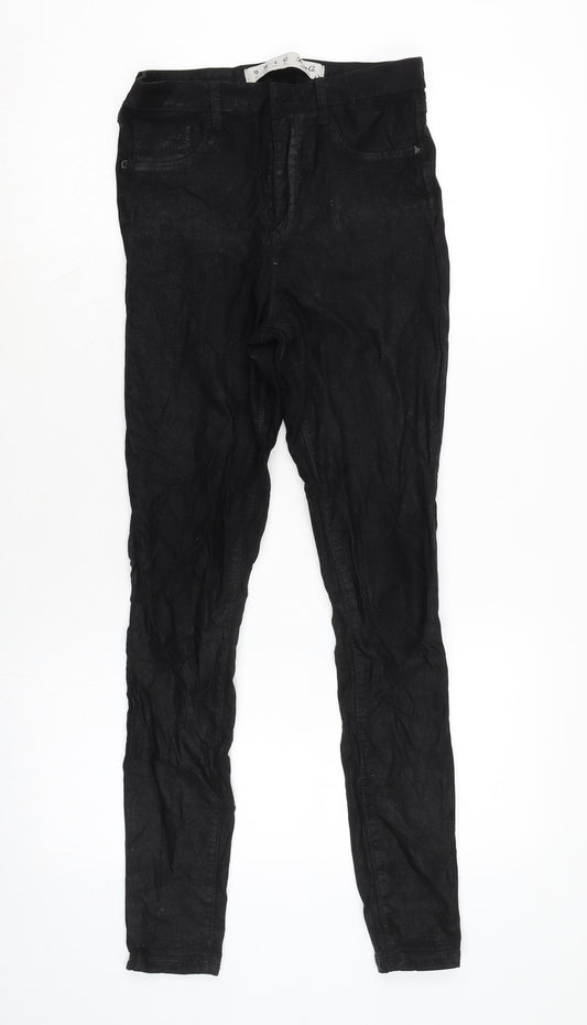 Denim & Co. Womens Black Cotton Blend Tapered Jeans Size 10 L28.5 in Regular Zip