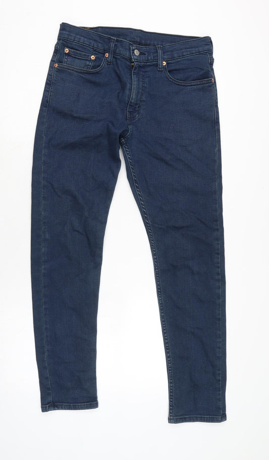 Levi's Mens Blue Herringbone Cotton Blend Straight Jeans Size 32 in L29 in Regular Zip